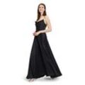 Abendkleid VERA MONT "Vera Mont Abendkleid mit Wasserfallausschnitt", Damen, Gr. 32, Normalgrößen, schwarz, Satin, Obermaterial: 97% Polyester, 3% Elasthan. Futter: 100% Polyester., elegant, figurumspielend lang, Wasserfallausschnitt, ohne Ärmel, Kleider, Material