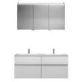 burgbad Fiumo Badmöbel-Set 142 cm mit Doppel-Waschtisch und Unterschrank mit Griff G0223 sowie mit Spiegelschrank