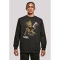 Sweatshirt F4NT4STIC "Marvel Guardians Of The Galaxy Vol2 Groot Tape", Herren, Gr. L, schwarz, Obermaterial: 50% Baumwolle, 50% Polyester, casual, regular fit, Rundhals, Langarm ohne Bündchen, Sweatshirts, Print
