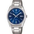 Quarzuhr, blau (silberfarben, nachtblau), CASIO TIMELESS COLLECTION, Armbanduhren, Damen, Armbanduhr, Herrenuhr, Damenuhr, Lederarmband, Tag, Neo-Display