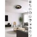 REALITY LEUCHTEN LED Deckenleuchte "SORTLAND Deckenventilator mit Beleuchtung Fernbedienung 3 Stufen Timer", schwarz (schwarz matt), Ø 50,0cm H: 15,0cm, Lampen, LED Ventilator dimmbar CCT Memory Nachtlicht Sommer- & Winterfunktion