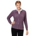 Strickjacke CLASSIC BASICS, Damen, Gr. 38, lila (violett, meliert), 73% Polyacryl, 20% Polyamid, 7% Polyester, meliert, figurumspielend, Langarm, Strickjacken