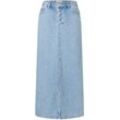 Maxirock MAC "MAXI SKIRT", Damen, Gr. L, clean light blau wash, Denim/Jeans, Obermaterial: 99% Baumwolle, 1% Elasthan, unifarben, casual, regular fit knöchelfrei, Röcke, im Five-Pocket Style