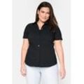 Stretch-Bluse mit kurzem Arm, leicht tailliert, schwarz, Gr.60