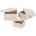 Boxen aus Holz, 18 x 18 x 12 cm, 15 x 15 x 10 cm und 12 x 12 x 8 cm, 3 Stück