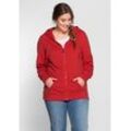 Sweatjacke mit Kapuze und Eingrifftaschen, rot, Gr.40/42