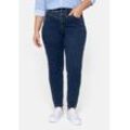 Girlfriend-Jeans mit vorverlegter Seitennaht, dark blue Denim, Gr.54