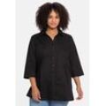 Bluse mit 3/4-Arm und dekorativen Falten, schwarz, Gr.52