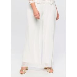 Weite Chiffonhose im Lagenlook, gefüttert, offwhite, Gr.40