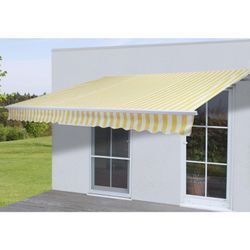 Alu-Markise MCW-E49, Gelenkarmmarkise Sonnenschutz 2,5x2m ~ Polyester Gelb/Weiß