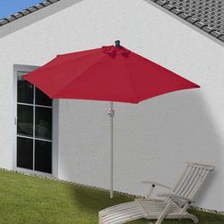 Sonnenschirm halbrund Lorca, Halbschirm Balkonschirm, UV 50+ Polyester/Alu 3kg ~ 270cm bordeaux ohne Ständer