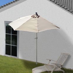 Sonnenschirm halbrund Lorca, Halbschirm Balkonschirm, UV 50+ Polyester/Alu 3kg ~ 270cm creme ohne Ständer