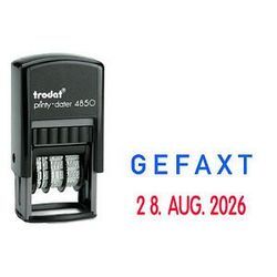 trodat Datumstempel mit Text "Gefaxt" printy-dater 4850/L selbstfärbend blau rot