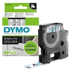 DYMO Schriftband D1 45010 S0720500, 12 mm schwarz auf transparent