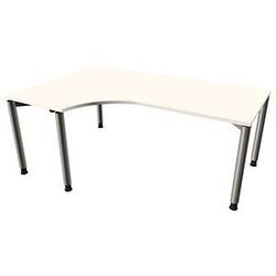 fm Sidney höhenverstellbarer Schreibtisch weiß C-Form, 4-Fuß-Gestell silber 180,0 x 80,0/120,0 cm