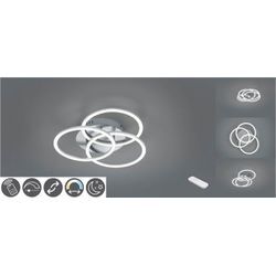 TRIO Leuchten LED Deckenleuchte Circle, Memoryfunktion, Nachtlichtfunktion, LED fest integriert, warmweiß - kaltweiß, Deckenlampe Nickel matt mit schwenkbaren Ringen / inkl. Fernbedienung, silberfarben