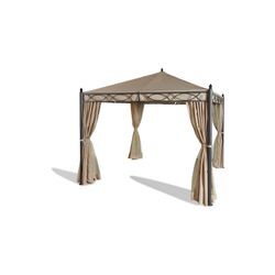 Grasekamp Garten-Pavillon ROM 3x3m mit 2 Seitenteil Sets geschlossen und mit Moskito Netz Party-Zelt Terrassen-Dach