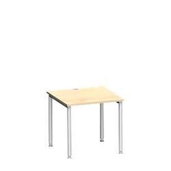 Schäfer Shop Genius Schreibtisch MODENA FLEX, 4-Fuß-Rundrohr, B 800 x T 800 mm, Ahorn/weißalu