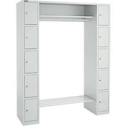 Schäfer Shop Select Schließfachgarderobe, mit Hutablage & Kleiderstange, 2 x 5 Fächer, B 1735 x T 500 x H 1950 mm, lichtgrau/lichtgrau