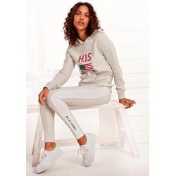 H.I.S Kapuzensweatshirt mehrfarbig Gr. 32/34 für Damen. Mit Logodruck. Nachhaltig.