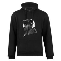 Cotton Prime® Kapuzensweatshirt mit Affenmotiv - Monkey mit DJ-Kopfhörer