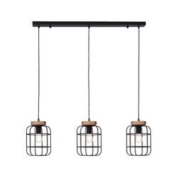 BRILLIANT Lampe, Gwen Pendelleuchte 3flg Balken antik holz/schwarz korund, Metall/Holz, 3x A60, E27, 40W,Normallampen (nicht enthalten)