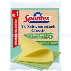 Schwammtuch Spontex Classic PEFC 18 x 25 cm 5er Pack saugstarkes Schwammtuch, biologisch abbaubar, recycling