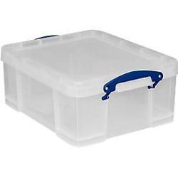 Transportbox Really Useful Box, Volumen 18 l, L 480 x B 390 x H 200 mm, stapelbar, mit Deckel & Klappgriffen, Recycling-PP, transparent