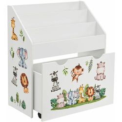 Juskys Kinder Bücherregal mit 3 Fächern & Spielzeugkiste - Holz Regal Weiß - 63x30x70 cm BTH - Aufbewahrung von Büchern & Spielzeug im Kinderzimmer