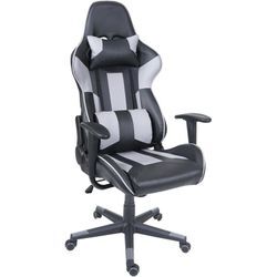 Bürostuhl HHG 540, Schreibtischstuhl Gamingstuhl Chefsessel Drehstuhl, Kunstleder schwarz/grau