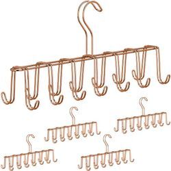 5 x Gürtelhalter, Krawattenhalter aus Metall, platzsparend, je 14 Haken, Krawatten & Gürtel, Kleiderschrank, kupfer