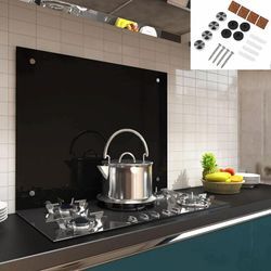 Küchenrückwand Spritzschutz Fliesenspiegel Küche Wandschutz Glas 6mm esg Schwarz - 120x50CM