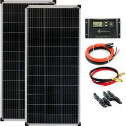 200 Watt 12V Solar Set 20A Laderegler gelb Solaranlage Inselanlage Garten Camping Solarmodul 1200mm