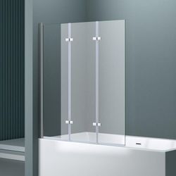 Doporro 130x140 cm Design-Duschwand für Badewanne Badewannenaufsatz Duschabtrennung 6mm ESG-Sicherheitsglas inkl. NANO-Beschichtung