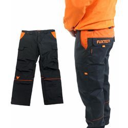 Hose / Arbeitshose Größe 48 - Schwarz/Orange - mit vielen Taschen - Fuxtec