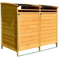 Mucola - Mülltonnenbox braun Doppelbox Mülltonnenverkleidung Mülltonne 240L Mülltonnenhaus Gartenbox Gerätebox Gerätehaus Holz Anbau Gerätehaus