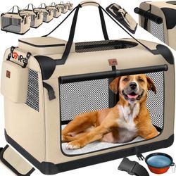 LOVPET® Hundebox Hundetransportbox faltbar Inkl.Hundenapf Transporttasche Hundetasche Transportbox für Haustiere Hunde und Katzen