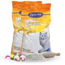 Lyra Pet - 2 x 15 Liter ® White Cat® Katzenstreu Bentonit mit Babypuderduft + 2 Mäuse