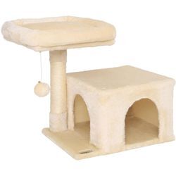 Lionto - Kratzbaum Kletterbaum Katzenkratzbaum Katzenbaum Höhe 50 cm Beige