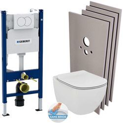 Geberit - Pack wc Vorwandelement + Ideal Standard Tesi Aquablade wc + Weiße Platte + Dressing-Set (TesiGeb3-sabo-DE)