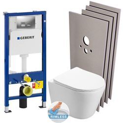 Geberit - Pack wc Duofix UP100 Vorwandelement + sat Infinitio spülrandlose wc + Verkleidungsset + Chromplatte (InfinitioGeb2-sabo-DE)