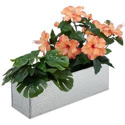 Relaxdays - Blumenkasten für innen, Blumentöpfe & Kräuter, rechteckig, Metall, hbt: 13,5x40x12,5 cm, Blumenkiste, silber