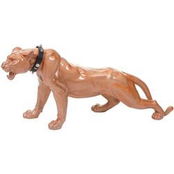 Deko Figur Panther 59cm, Polyresin Skulptur Leopard, In-/Outdoor antik hochglanz mit Halsband