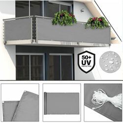 Balkon Sichtschutz 90x500cm UV-beständig Blickdicht Wetterfest Garten Windschutz Zaun Balkonverkleidung Balkonabdeckung Sonnenschutz Terrasse Beton