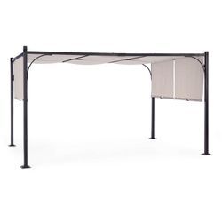 Pavillon Pergola 4x3 m mit anthrazit lackiertem Stahlgestell und grauem Tuch - Cedro