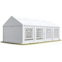 Intent24 - Party-Zelt Festzelt 5x8 m Garten-Pavillon -Zelt pvc Plane 700 n in weiß Wasserdicht - weiß