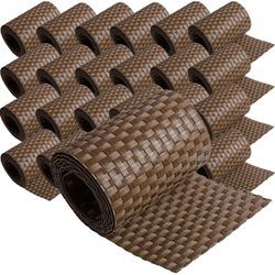 25 x Poly-Rattan Sichtschutzstreifen 19x255 cm braun für Doppelstabzaun Doppelstab Matten Flechtzaun