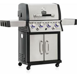 Bbq-toro - Premium Edelstahl Gasgrill 4+1+1 - 4 Brenner mit Seitenbrenner und Backburner