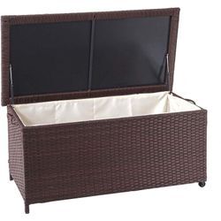 Poly-Rattan Kissenbox HHG 570, Gartentruhe Auflagenbox Truhe Premium braun, 51x100x50cm 170l