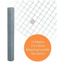 Volierendraht Maschendraht Zaun Schweißgitter Drahtgitter 4-Eck verzinkt Draht 10 Meter / 16 x 16 mm